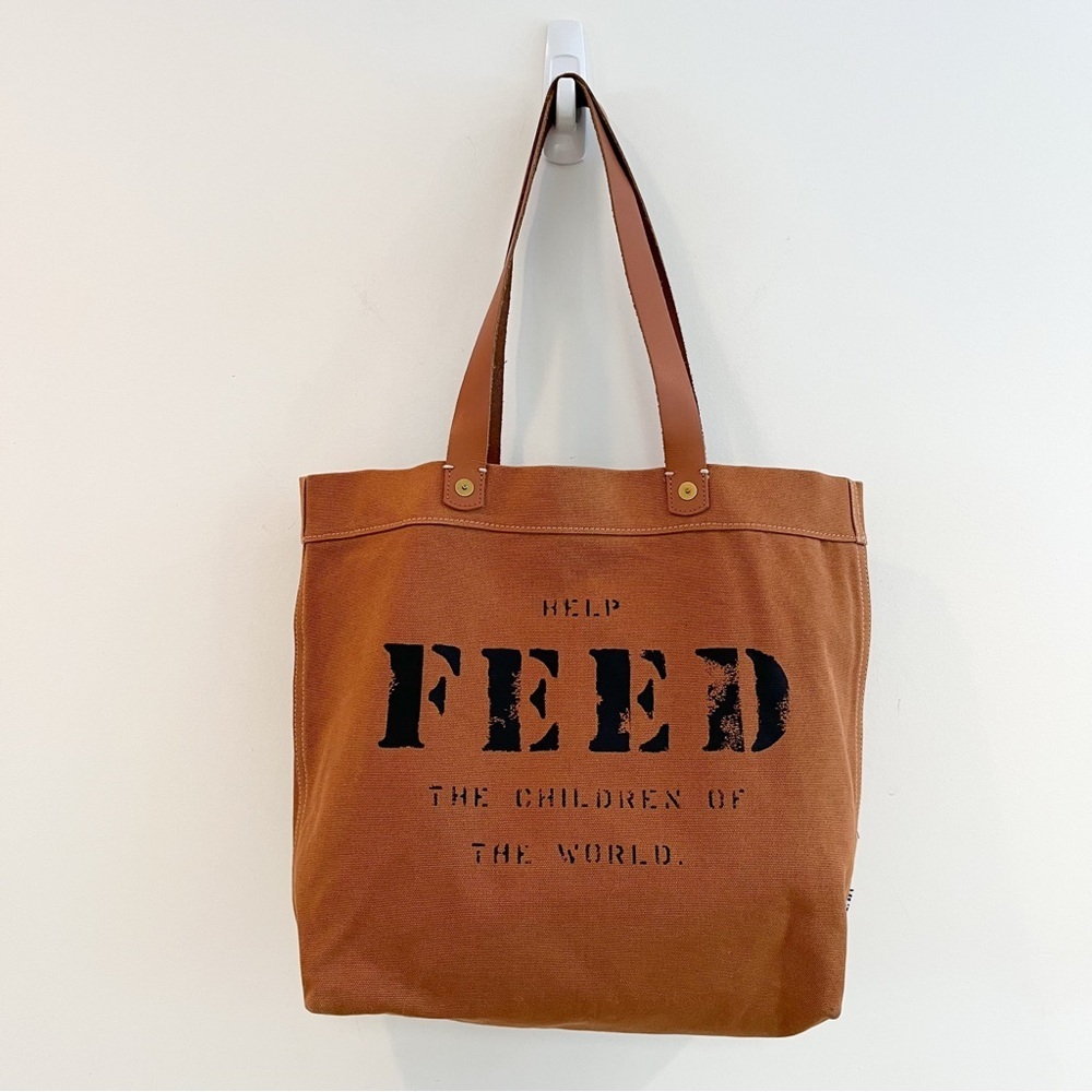 FEED Project Canvas Market Tote with Leather Straps